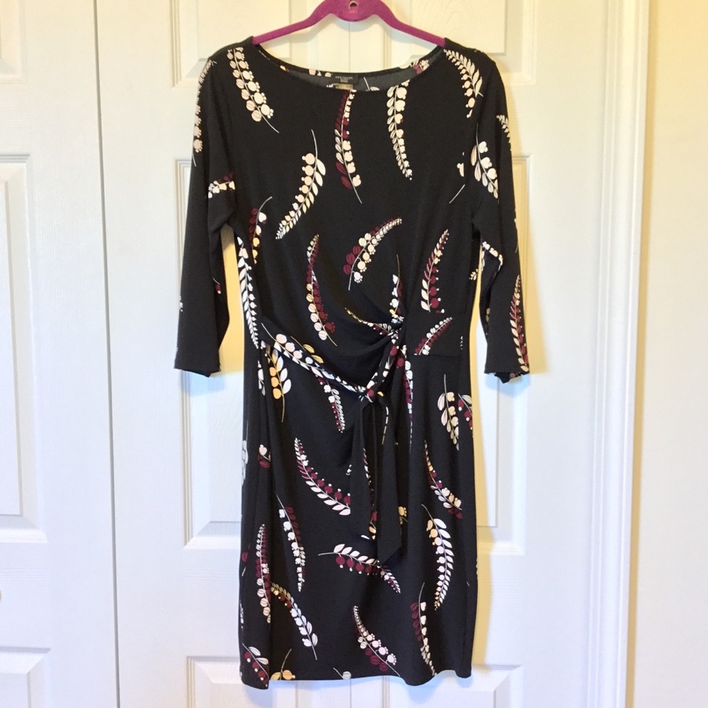 Ann Taylor Black Dress Floral Petite Large #163